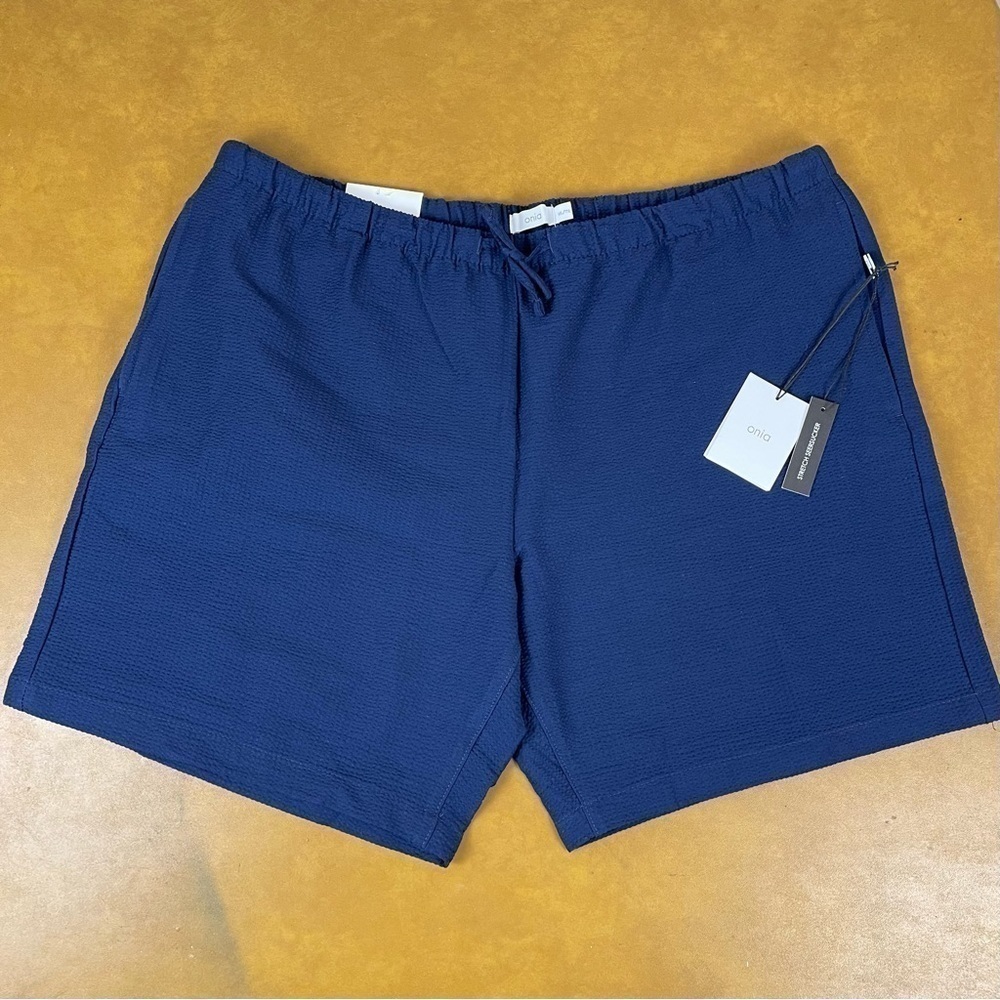 Onia Pull-On Stretch Seersucker (Deep Navy) Short Size XXL Men